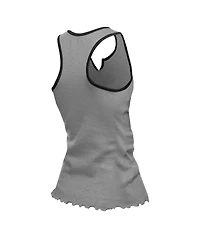 New Era Women's Silver Las Vegas Raiders Lettuce Hem Notch Neck Tri-Blend Tank Top