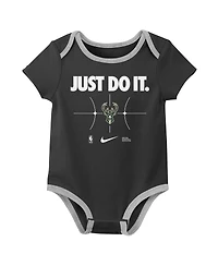 Nike Newborn 2-Pack Hunter Green/Black Milwaukee Bucks Just Do It Bodysuit Set