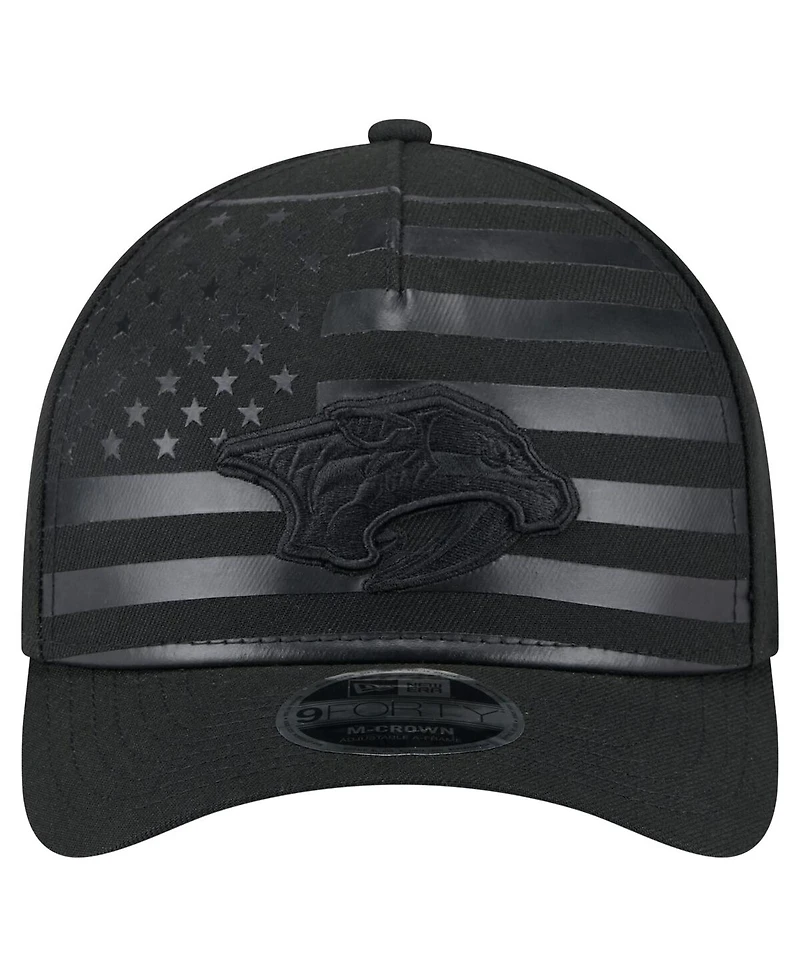 New Era Men's Black Nashville Predators Game Day Stealth Flag 9FORTY A-Frame Adjustable Hat