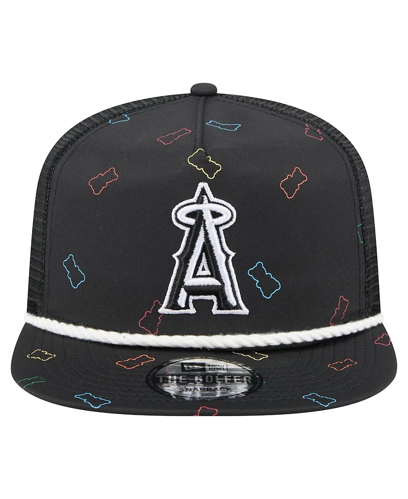New Era Men's Black Los Angeles Angels Gummy Golfer Trucker Adjustable Hat
