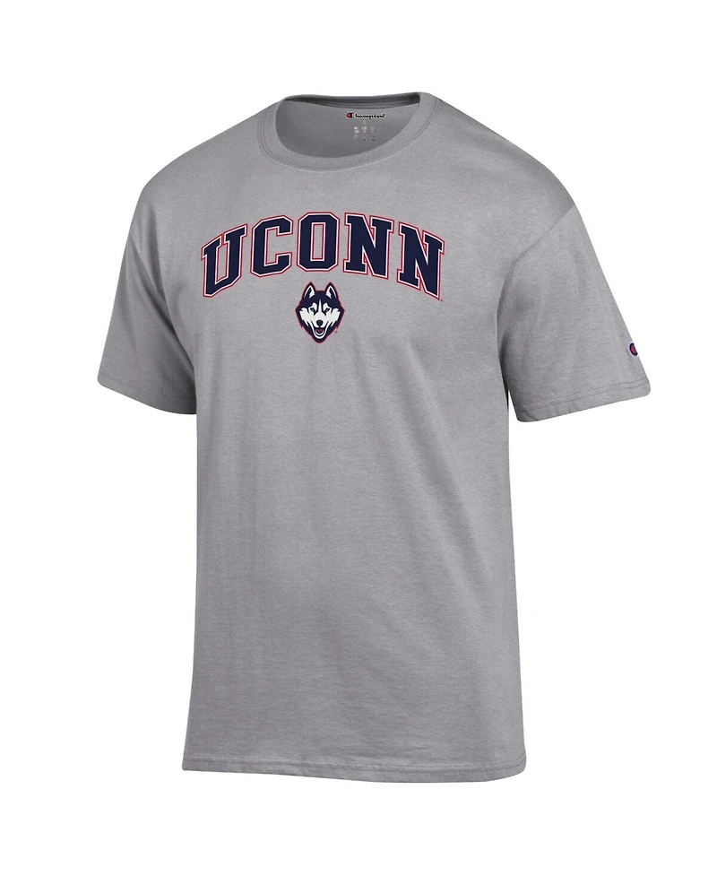 Champion Men's Heather Gray UConn Huskies Arched Logo T-Shirt