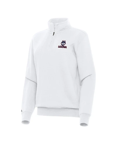 Antigua Women's White UConn Huskies Victory Quarter-Zip Sweatshirt
