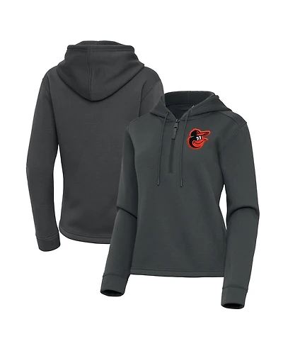 Antigua Women's Pewter Baltimore Orioles Contemporary Quarter-Zip Hoodie