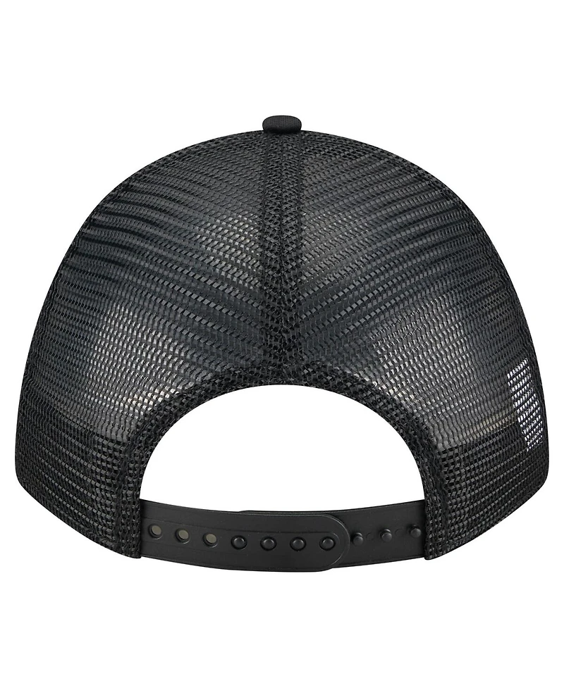 New Era Men's Black Texas Rangers City Initial 9FORTY A-Frame M-Crown Adjustable Trucker Hat