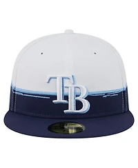 New Era Men's Navy/White Tampa Bay Rays Paint Stroke 59FIFTY Fitted Hat