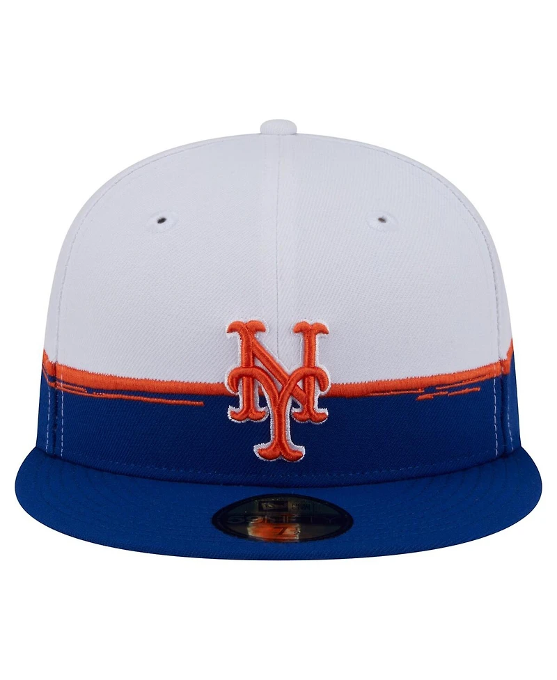 New Era Men's Royal/White York Mets Paint Stroke 59FIFTY Fitted Hat
