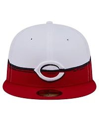 New Era Men's Red/White Cincinnati Reds Paint Stroke 59FIFTY Fitted Hat
