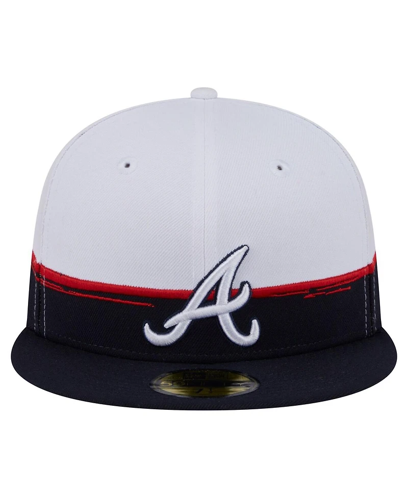 New Era Men's Navy/White Atlanta Braves Paint Stroke 59FIFTY Fitted Hat