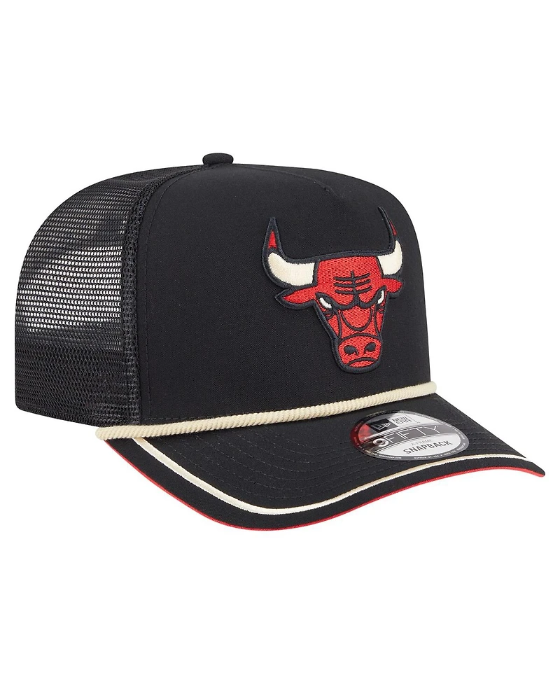New Era Men's Black Chicago Bulls Vintage Team Rope A-Frame 9FIFTY Snapback Hat