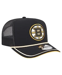 New Era Men's Black Boston Bruins Vintage Team Rope A-Frame 9FIFTY Snapback Hat