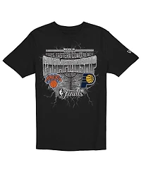 New Era Men's Black Indiana Pacers vs. New York Knicks 2025 Eastern Conference Finals Matchup Distressed Graphic T-Shirt