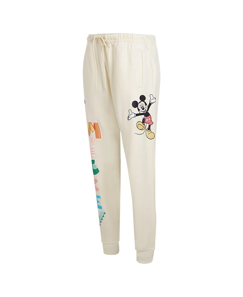 Freeze Max Women's Cream Mickey Mouse Hellow Mellow Fleece Jogger Pants