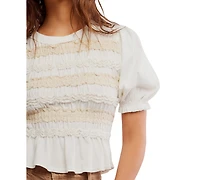 Free People Women's Cotton Puff-Sleeve Peplum Top