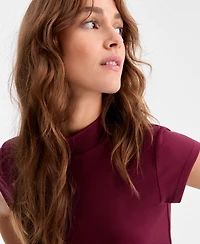 Bar Iii Women's Ribbed Second-Skin Mock-Neck Top, Exclusively at Macy's
