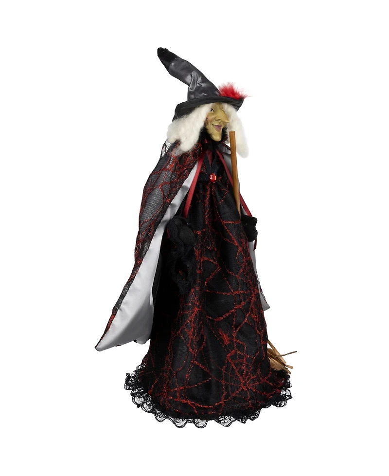 Northlight 18" Victorian Style Witch with Broom Halloween Figure