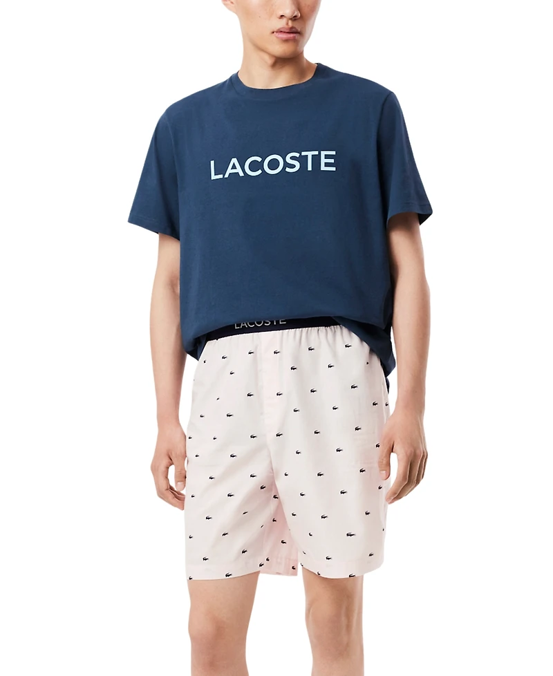 Lacoste Men's Loungewear Croc Print Pajama Shorts