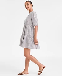 Tommy Hilfiger Women's Striped V-Neck Tiered Dress