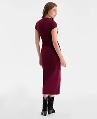 Bar Iii Women's Cap-Sleeve Mock-Neck Midi Dress, Exclusively at Macy's