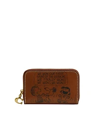 Coach x Peanuts Zip Around Card Case Wallet with Newspaper Print