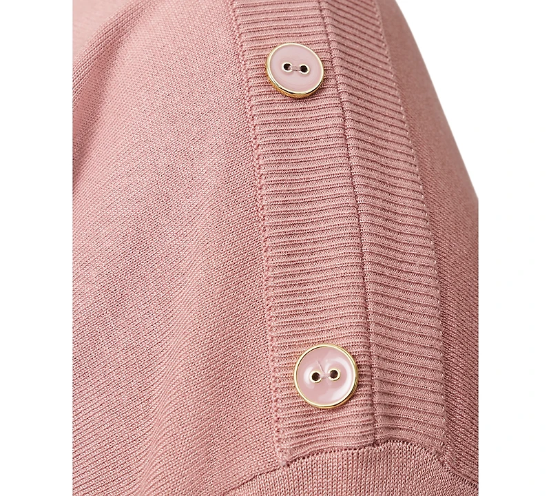 Melissa Paige Plus Button-Trim Drop-Shoulder Sweater
