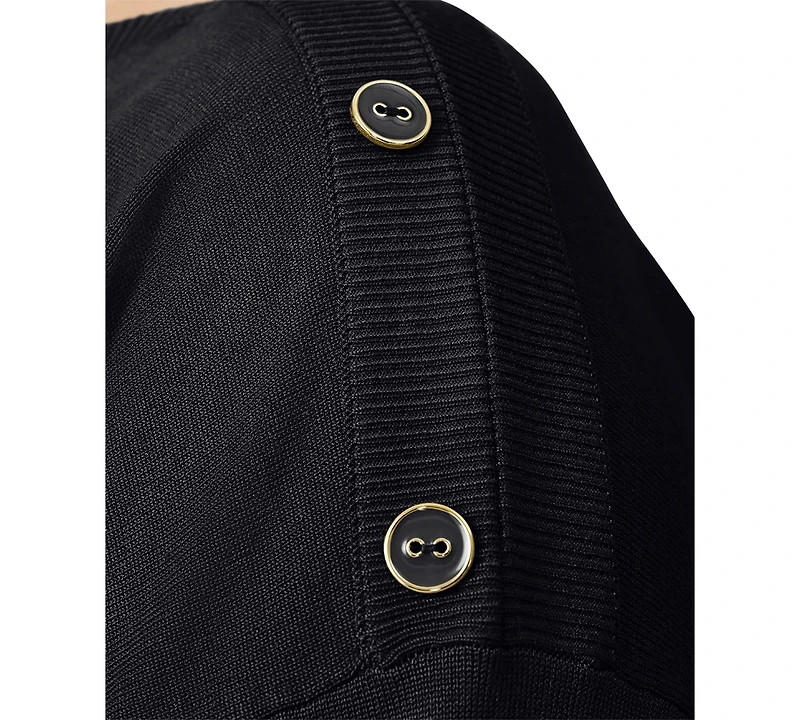 Melissa Paige Plus Button-Trim Drop-Shoulder Sweater