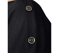 Melissa Paige Plus Button-Trim Drop-Shoulder Sweater