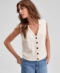 And Now This Women's Button-Front Cable-Knit Sweater Vest, Macy's Exclusive