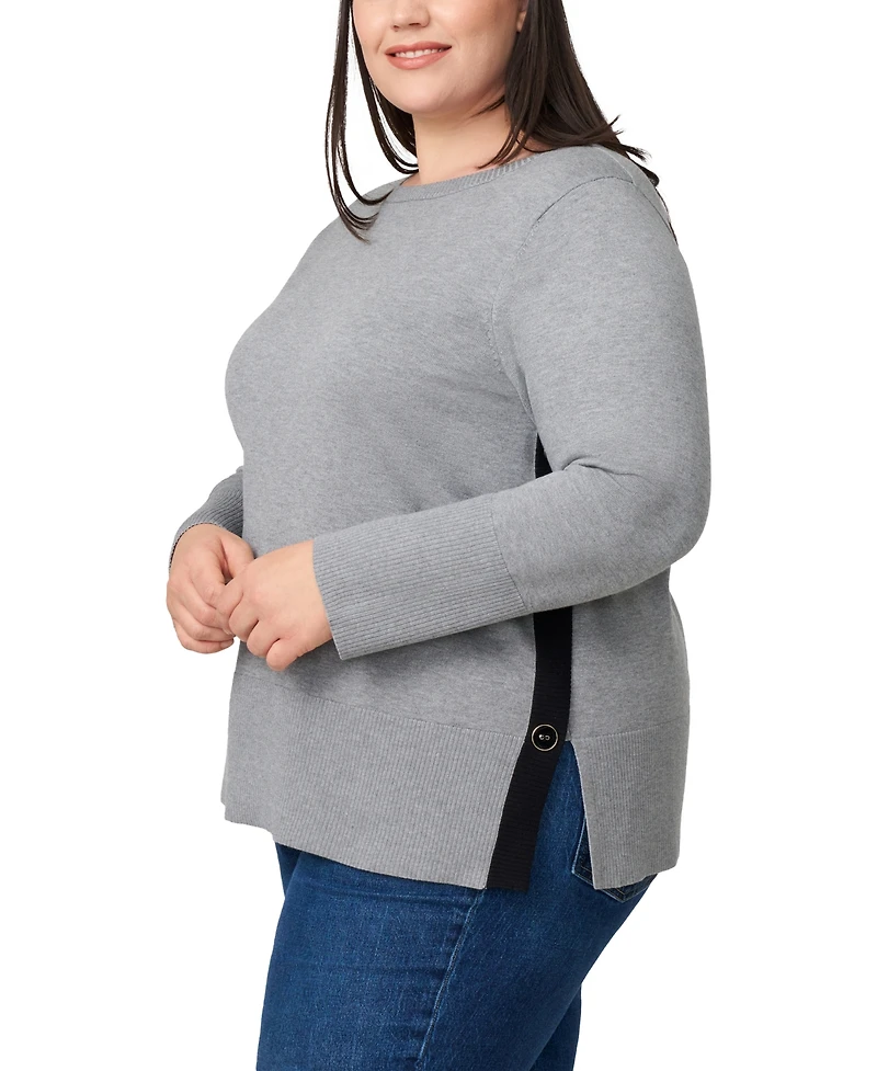 Melissa Paige Plus Size Side-Button Tunic Sweater