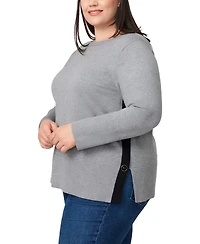 Melissa Paige Plus Size Side-Button Tunic Sweater