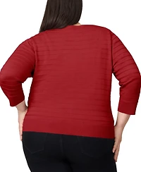 Melissa Paige Plus Size Textured Stripe Cardigan Sweater