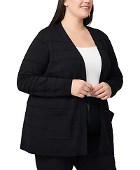 Melissa Paige Plus Size Textured Stripe Cardigan Sweater