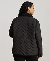 Lauren Ralph Plus Faux-Sherpa-Collar Quilted Coat