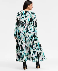 I.n.c. International Concepts Plus Printed Pleated Maxi Dress, Macy's Exclusive