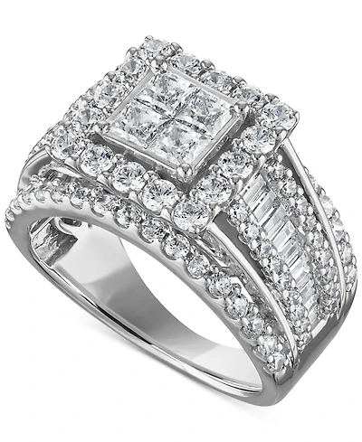Diamond Quad Halo Engagement Ring (3 ct. t.w.) in 14k White Gold