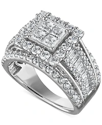 Diamond Quad Halo Engagement Ring (3 ct. t.w.) in 14k White Gold