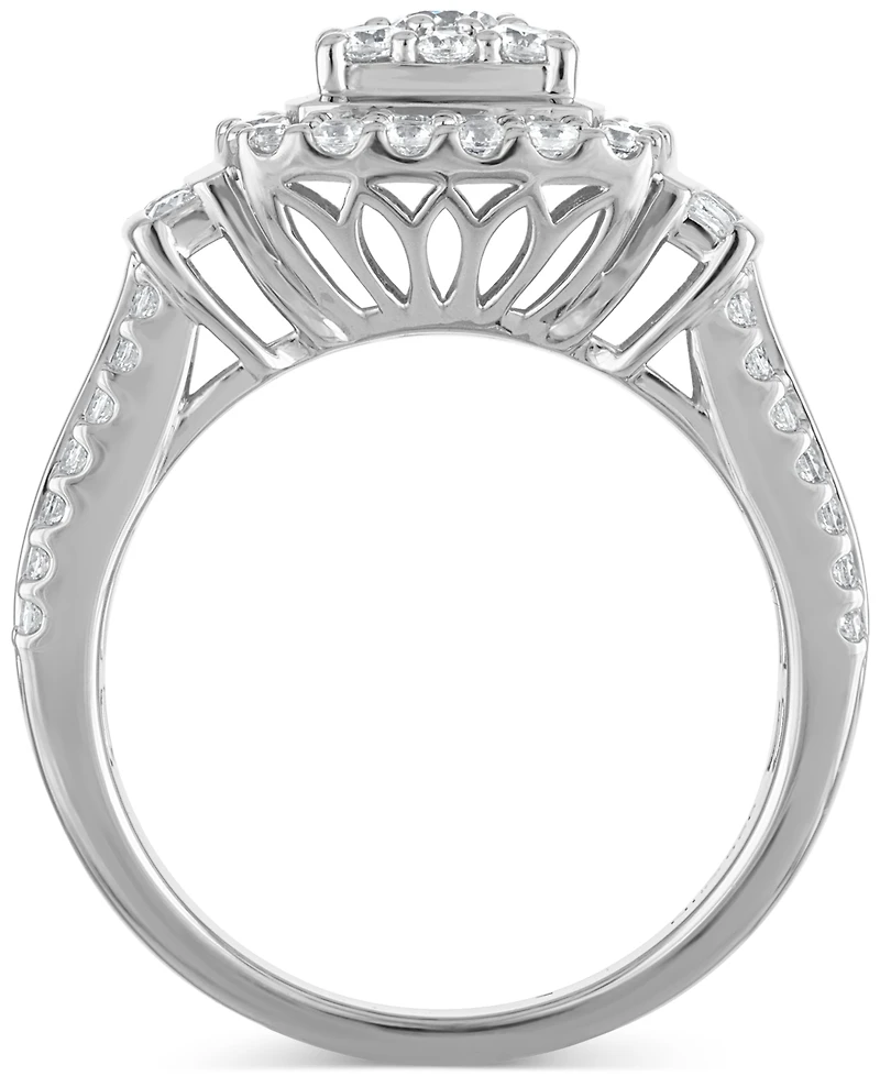 Diamond Square Shaped Halo Cluster Engagement Ring (1-1/2 ct. t.w.) in 14k White Gold