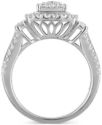 Diamond Square Shaped Halo Cluster Engagement Ring (1-1/2 ct. t.w.) in 14k White Gold