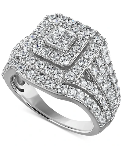 Diamond Princess Quad Halo Cluster Engagement Ring (2-1/4 ct. t.w.) in 14k White Gold