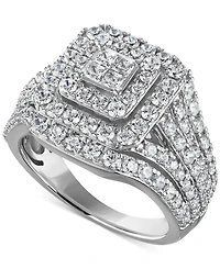 Diamond Princess Quad Halo Cluster Engagement Ring (2-1/4 ct. t.w.) in 14k White Gold