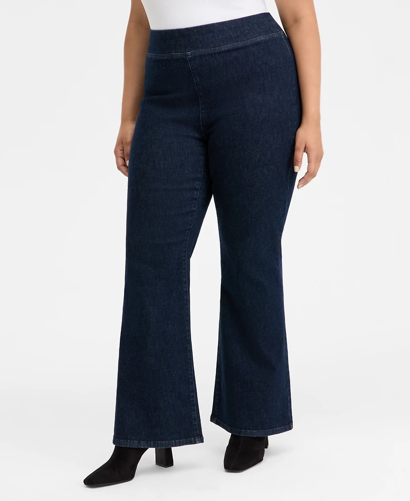 I.n.c. International Concepts Plus High-Rise Pull-On Flared Jeans, Macy's Exclusive