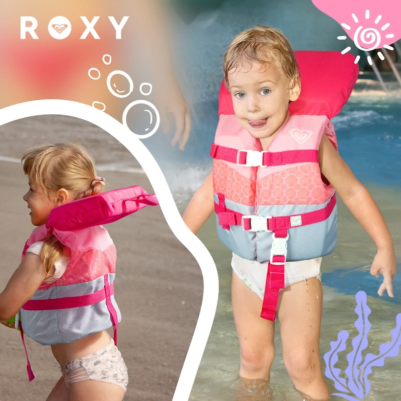 Roxy Life Vest Uscg Approved for kids, Lightweight Epe Foam with Quick-Release Buckles