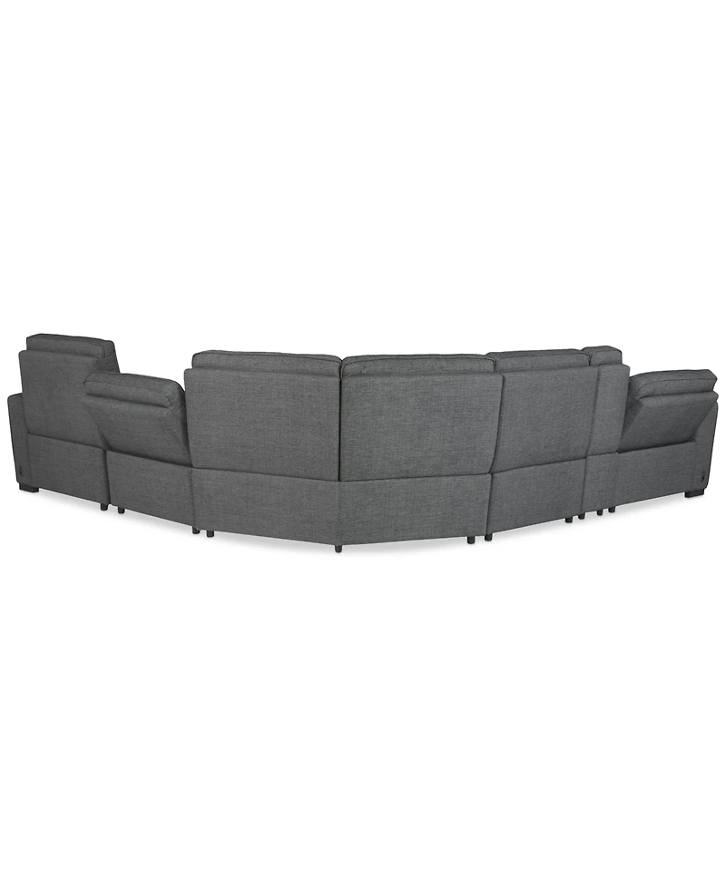 Miren -Pc. Fabric Sectional with Power Headrest Recliners Console
