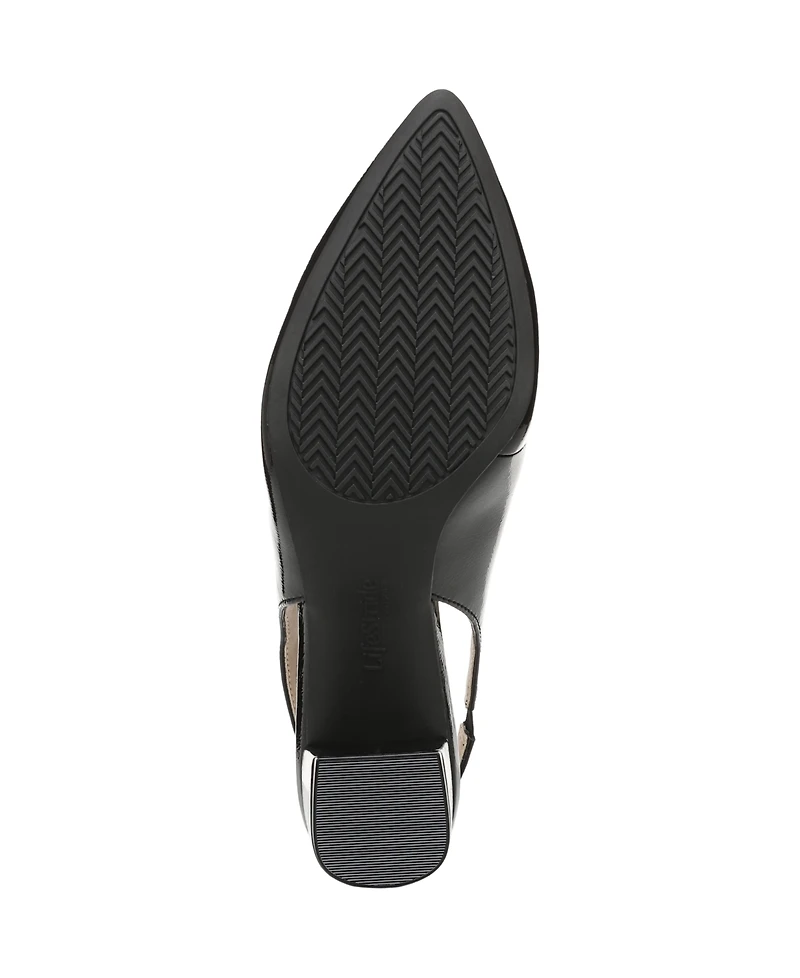 LifeStride Women's Angel Pointed Toe Block Heel Slingback Pumps