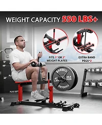 Mikolo Adjustable Seated Calf Raise Machine - Home Gym Leg Trainer with Band Pegs & Weight Plate Loading Red)