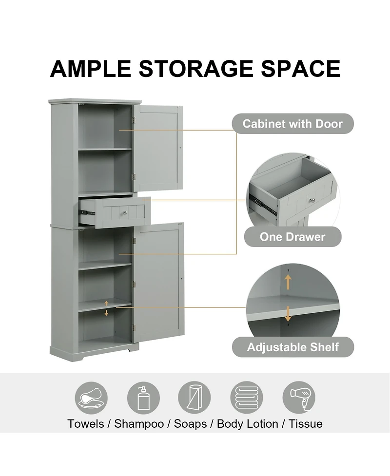 Casainc 67.7"H Tall Bathroom Cabinet with Drawer, Adjustable Shelf, Painted Mdf