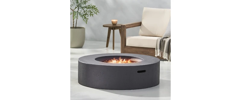 Flynama 39 Inch Lightweight Concrete Propane Fire Pit with 50000 Btu Burner