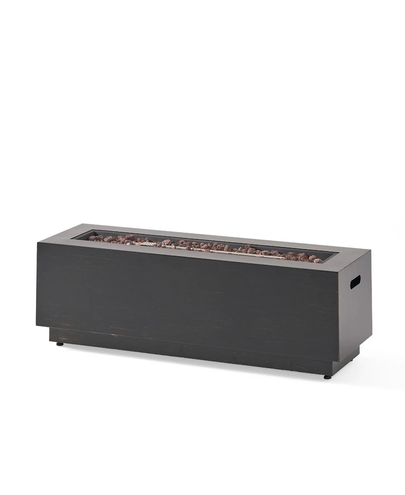 Flynama 40" Outdoor 50,000 Btu Rectangular Iron Propane Fire Pit, Dark Grey (Tank Cover not Included)