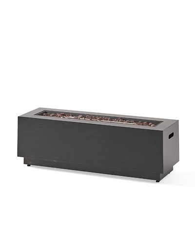 Flynama 40" Outdoor 50,000 Btu Rectangular Iron Propane Fire Pit, Dark Grey (Tank Cover not Included)