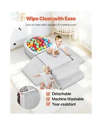 Slickblue 5 Piece Foam Climbing Blocks Set with Ball Pit for Toddlers Indoor Play Gym