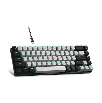 Portable 60% Mechanical Gaming Keyboard,Backlit Compact 68 Keys Mini Wired Office Keyboard with Blue Switch